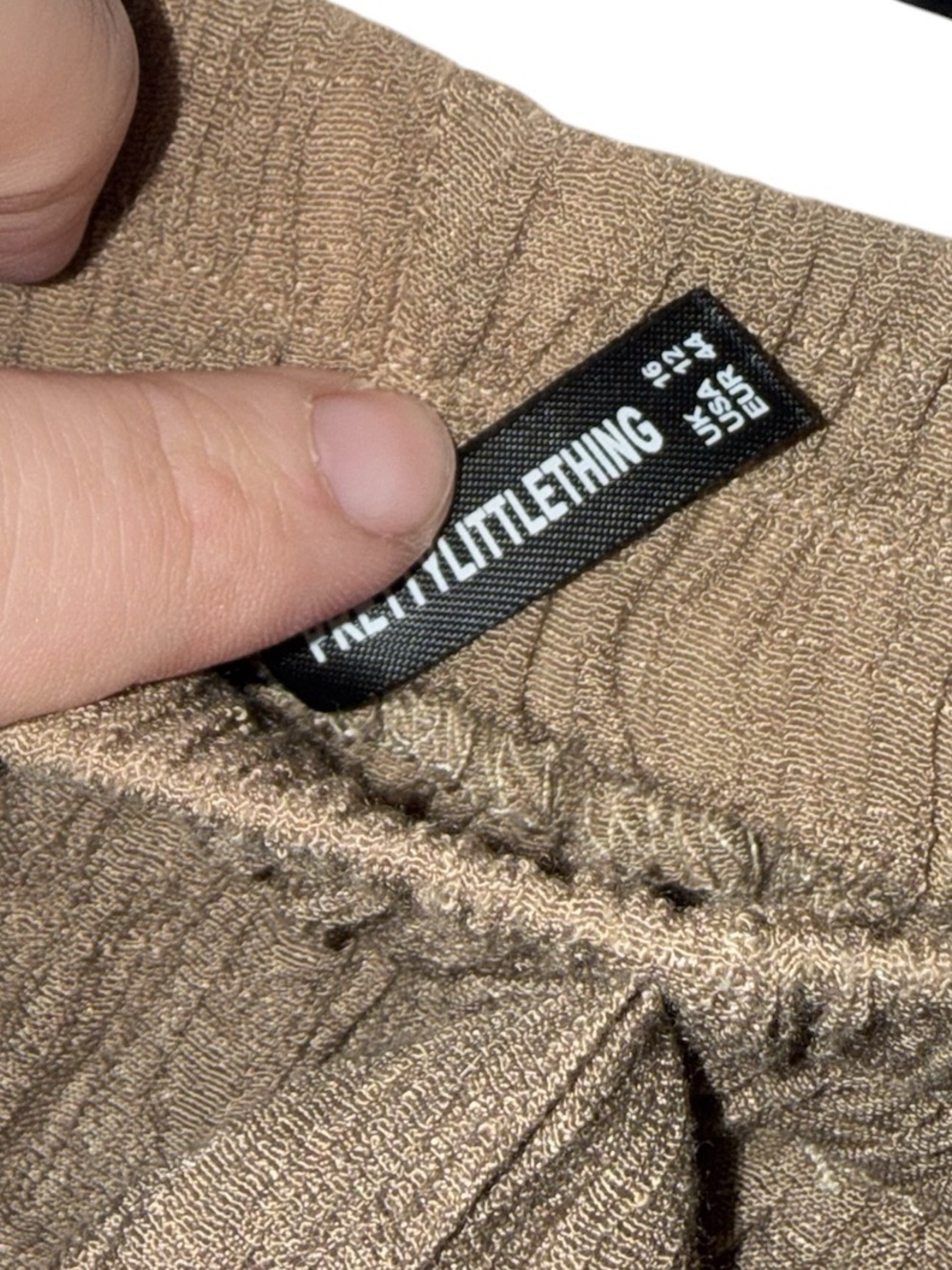 PrettyLittleThing Tan Wide Leg Vacation Pants US 12 Resort Boho - Picture 5 of 7